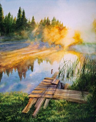 Рисунок под названием "Sleeping sun" - Anna Agasieva, Подлинное произведение искусства, Акварель