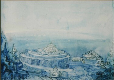 Painting titled "mystic city" by Suddha Sama, Original Artwork, Watercolor