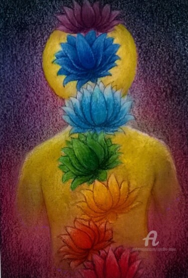 Painting titled "enlightened soul" by Suddha Sama, Original Artwork, Pastel