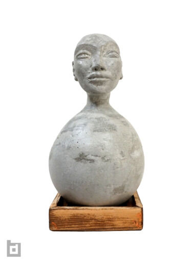 Sculpture titled "NEATH BRUTALIST HEAD" by Paolo Castagna (Brutalist Design), Original Artwork, Concrete