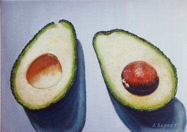 Ζωγραφική με τίτλο "Avocado" από Olena Berest, Αυθεντικά έργα τέχνης, Λάδι Τοποθετήθηκε στο Ξύλινο φορείο σκελετό