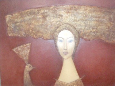 Картина под названием "Woman with animal" - S B, Подлинное произведение искусства, Масло