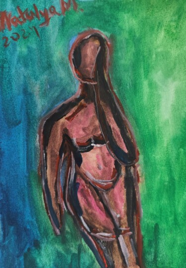 绘画 标题为“Reflecting the mome…” 由Natalya Mougenot, 原创艺术品, 水彩