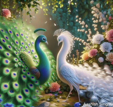 Digital Arts titled "Peacock dance" by Aashish Singh, Original Artwork, AI generated image