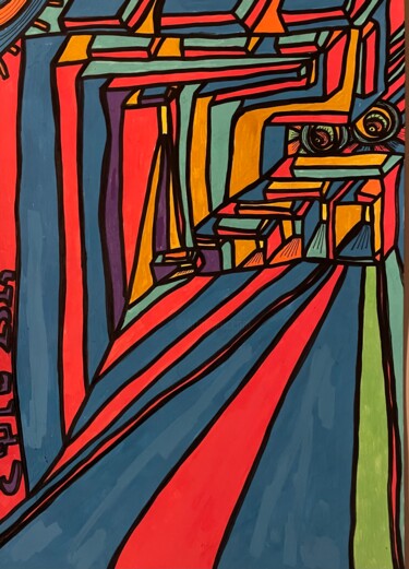 图画 标题为“Passerelle” 由Christophe Verger-Lecocq, 原创艺术品, 标记