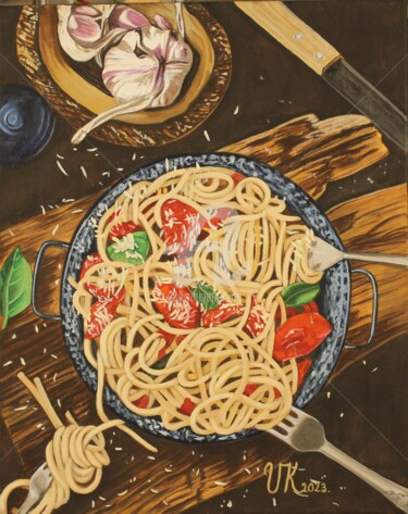绘画 标题为“Pastapfanne” 由Viktoria Köpnick, 原创艺术品, 油 安装在木质担架架上