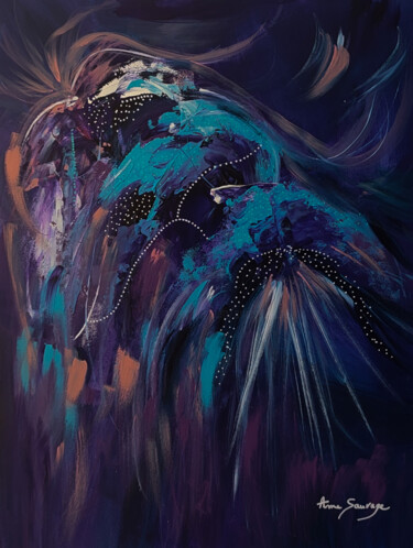Peinture intitulée "Créature galactique…" par Âme Sauvage, Œuvre d'art originale, Acrylique Monté sur Autre panneau rigide