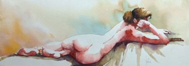 绘画 标题为“Nudino che legge” 由Ugo Vistosi, 原创艺术品, 水彩