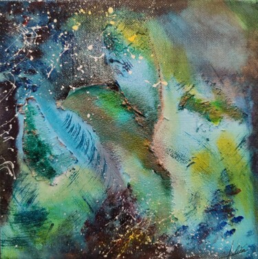 Peinture intitulée "Azur" par Julien Abstrait, Œuvre d'art originale, Acrylique Monté sur Châssis en bois