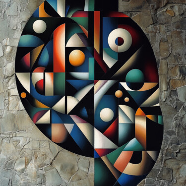 Embedded Geometric Portal in Textured Wall - 2 Digital Arts titled "Embedded Geometric…" by Alberto Capitani, Original Artwork, AI generated image