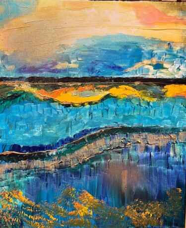 绘画 标题为“Coucher de soleil” 由Astrid Fraccola, 原创艺术品, 丙烯 安装在木质担架架上