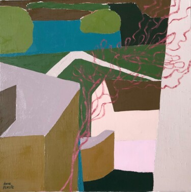 Painting titled "En allant vers la S…" by Anne Fersit, Original Artwork, Oil Mounted on Wood Stretcher frame