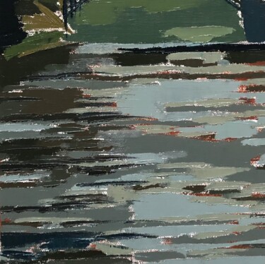Painting titled "En attendant la plu…" by Anne Fersit, Original Artwork, Oil Mounted on Wood Stretcher frame