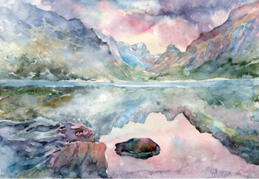 绘画 标题为“Lake Mackenzie. Sun…” 由Oleksandr Desiat, 原创艺术品, 水彩