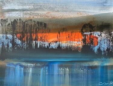 Painting titled "Evening." by Katsiaryna Sumarava, Original Artwork, Oil Mounted on Cardboard