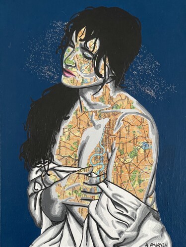 Marian Collages intitulée "Marian" par Annabelle Amory, Œuvre d'art originale, Acrylique Monté sur Carton