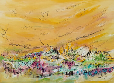 Peinture intitulée "Jardin des hauteurs…" par Âme Sauvage, Œuvre d'art originale, Acrylique Monté sur Autre panneau rigide