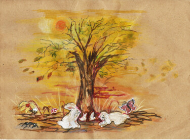 Pintura intitulada "A seca" por Isabel Alfarrobinha, Obras de arte originais, Aquarela