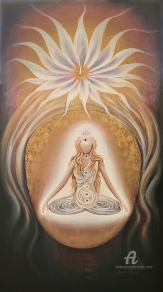Painting titled "Meditation 1" by Suddha Sama, Original Artwork, Acrylic Mounted on Wood Stretcher frame