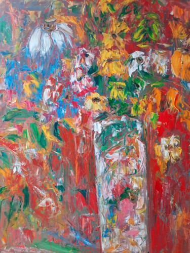 Peinture intitulée "Tricot Savoure L'au…" par Sandra Land, Œuvre d'art originale, Huile