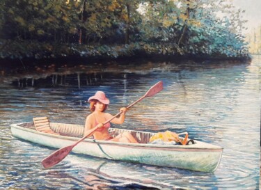 Peinture intitulée "Canotage sur la Sei…" par Jm Guenard, Œuvre d'art originale, Huile
