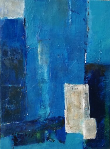Peinture intitulée "Abstraction bleue" par Oglaza, Œuvre d'art originale, Huile Monté sur Châssis en bois