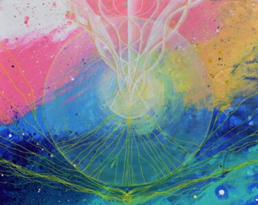 绘画 标题为“Love is a Strength” 由Ania Chilkiewicz, 原创艺术品, 丙烯 安装在木质担架架上