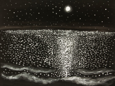 Moonlight on sea Painting titled "Moonlight on sea" by Irina Afonskaya, Original Artwork, Acrylic