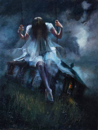 Painting titled "Предвестник недобро…" by Andrei Iakovlev, Original Artwork, Oil