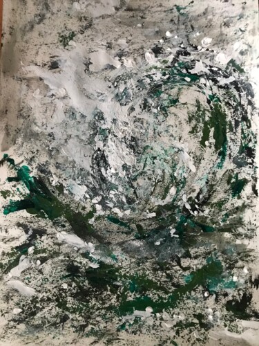 Peinture intitulée "Mer sauvage 1" par Claudine Janel, Œuvre d'art originale, Acrylique Monté sur Carton
