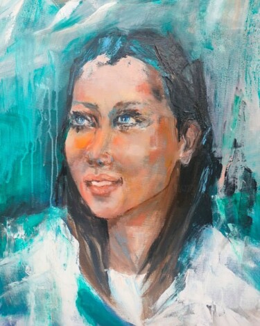 Peinture intitulée "Lhassa fille de l'H…" par Marie Feougier, Œuvre d'art originale, Huile Monté sur Châssis en bois