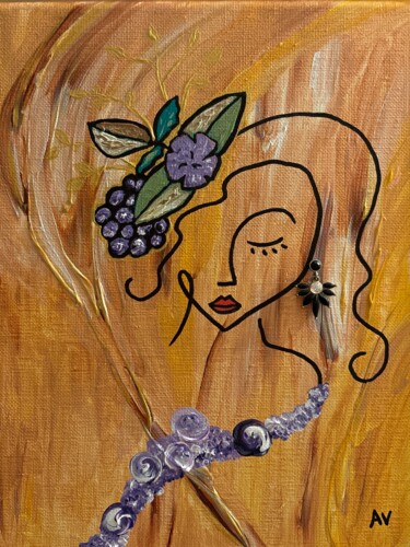 Schilderij getiteld "Éveil Automnal" door Alicia Vegezzi, Origineel Kunstwerk, Acryl Gemonteerd op Frame voor houten brancard