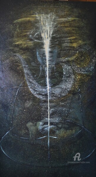 Painting titled "Dhyan" by Suddha Sama, Original Artwork, Oil Mounted on Wood Stretcher frame