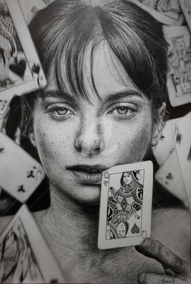 Drawing titled "La vie est un Je" by Aveiro R., Original Artwork, Graphite