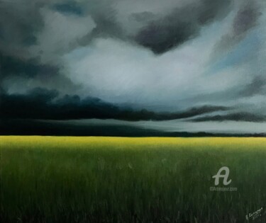 Schilderij getiteld "Storm on the horizon" door Evgenia Kiperiya, Origineel Kunstwerk, Olie Gemonteerd op Frame voor houten…