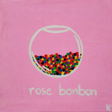 Rose bonbon 🍬 Pittura intitolato "Rose bonbon 🍬" da Koa, Opera d'arte originale, Acrilico Montato su Telaio per barella in legno