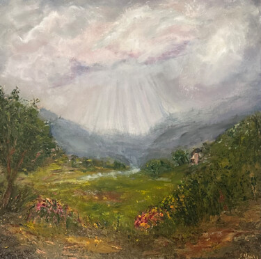 Peinture intitulée "Parting of the Clou…" par Olga Minasyan, Œuvre d'art originale, Huile