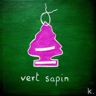 Vert Sapin 🌲 Painting titled "Vert Sapin 🌲" by Koa, Original Artwork, Acrylic Mounted on Wood Stretcher frame