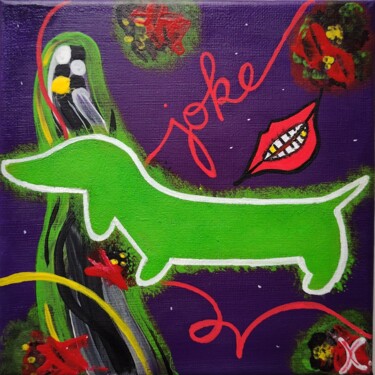 Schilderij getiteld "The Joker 🃏" door Koa, Origineel Kunstwerk, Acryl Gemonteerd op Frame voor houten brancard