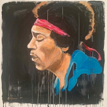 Painting titled "Jimi Hendrix" by Bruno Raharinosy, Original Artwork, Acrylic