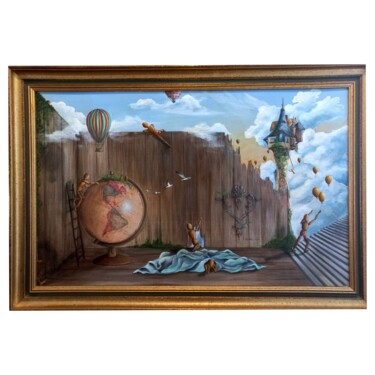 Peinture intitulée "La cour de Récré" par Caroline Lochon, Œuvre d'art originale, Acrylique Monté sur Carton