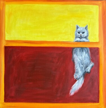 Painting titled "ROTHKO'S FELINE REF…" by Victo, Original Artwork, Oil Mounted on Wood Stretcher frame