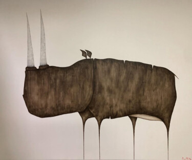 Peinture intitulée "Носорог" par Alex Pank, Œuvre d'art originale, Acrylique