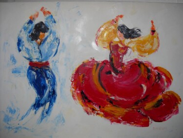 Peinture intitulée "flamenco..peinture…" par Raphael Marras, Œuvre d'art originale, Huile Monté sur Châssis en bois