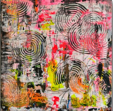 「Circles in Light」というタイトルの絵画 Tanya Silvaによって, オリジナルのアートワーク, アクリル その他の剛性パネルにマウント