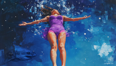 Digital Arts titled "APNEA v8" by Pointless Pixels, Original Artwork, AI generated image Mounted on Wood Stretcher frame