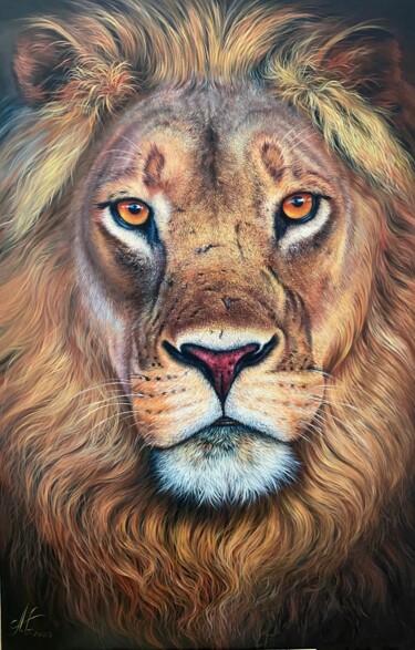 「young lion」というタイトルの絵画 Artak Galstyanによって, オリジナルのアートワーク, オイル
