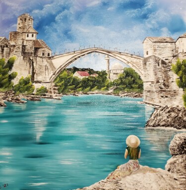 제목이 "Old bridge Mostar,…"인 미술작품 Mevlida Sofic로, 원작, 기름