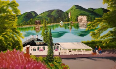 Painting titled "Mirror  Lake NY" by Mevlida Sofic, Original Artwork, Oil