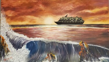 제목이 "Ocean  Sunset with…"인 미술작품 Mevlida Sofic로, 원작, 기름